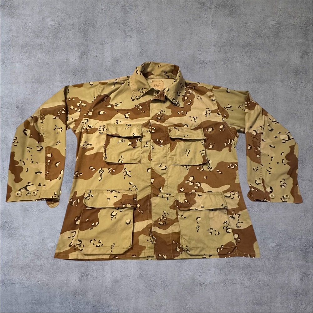 US Army Desert Camo Jacket Mens Large Tan Chocolate Chip 6 Color BDU 90s